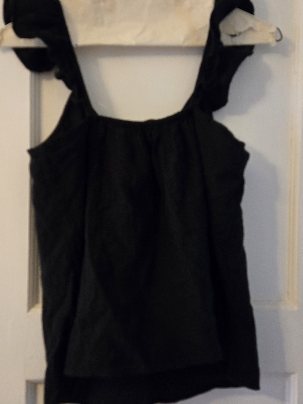 LOFT Black Ruffle Strap Blouse Size XS
